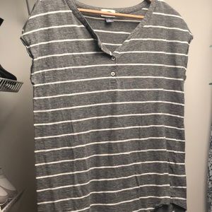 Loose Old Navy Henley Striped Short Sleeved Top